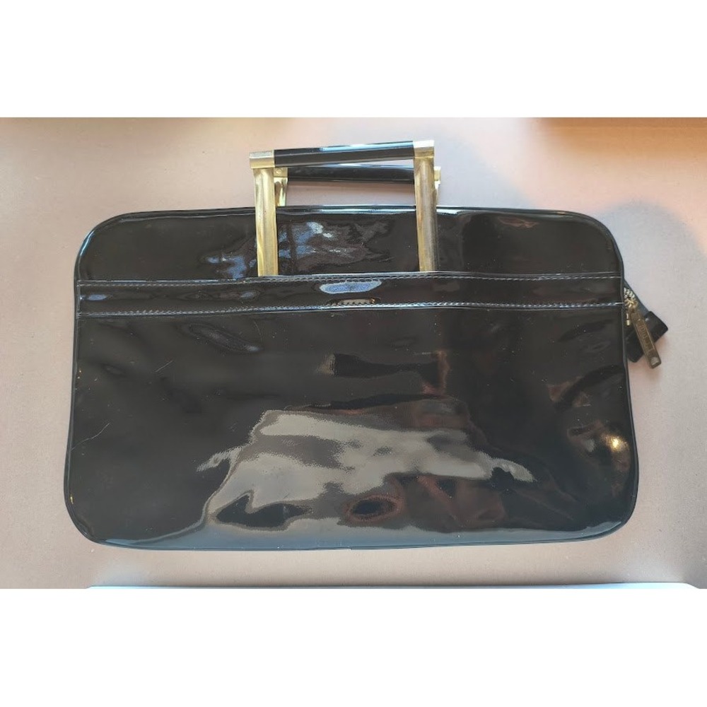 Bell Vintage Black Patent Leather Bag with Adjustable Gold Handle‎